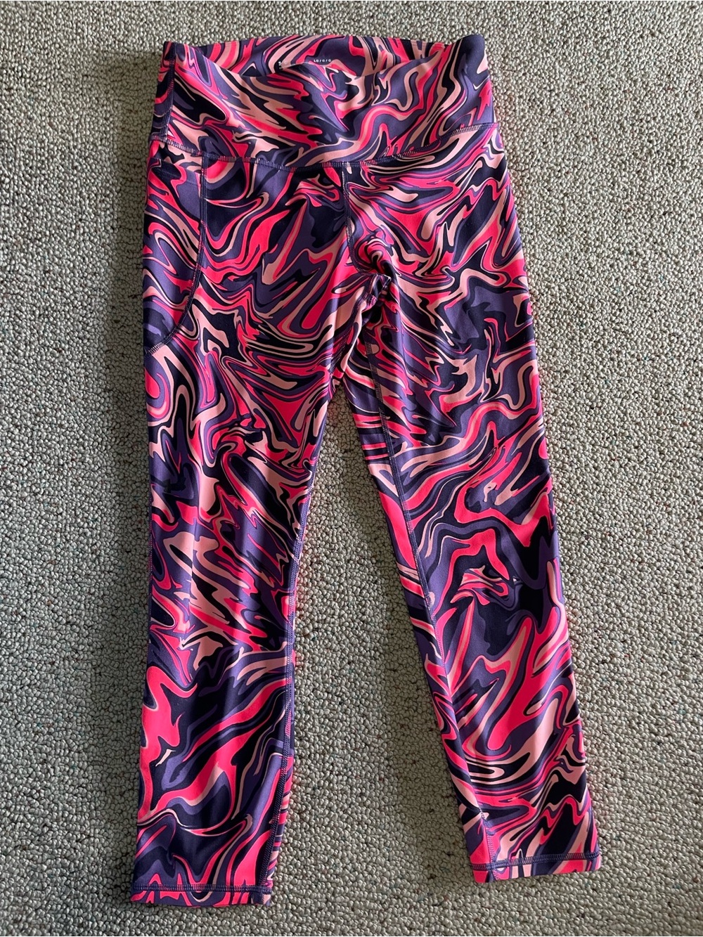 Vibrant Swirl Print Athletic Leggings - Pink, Orange & Purple